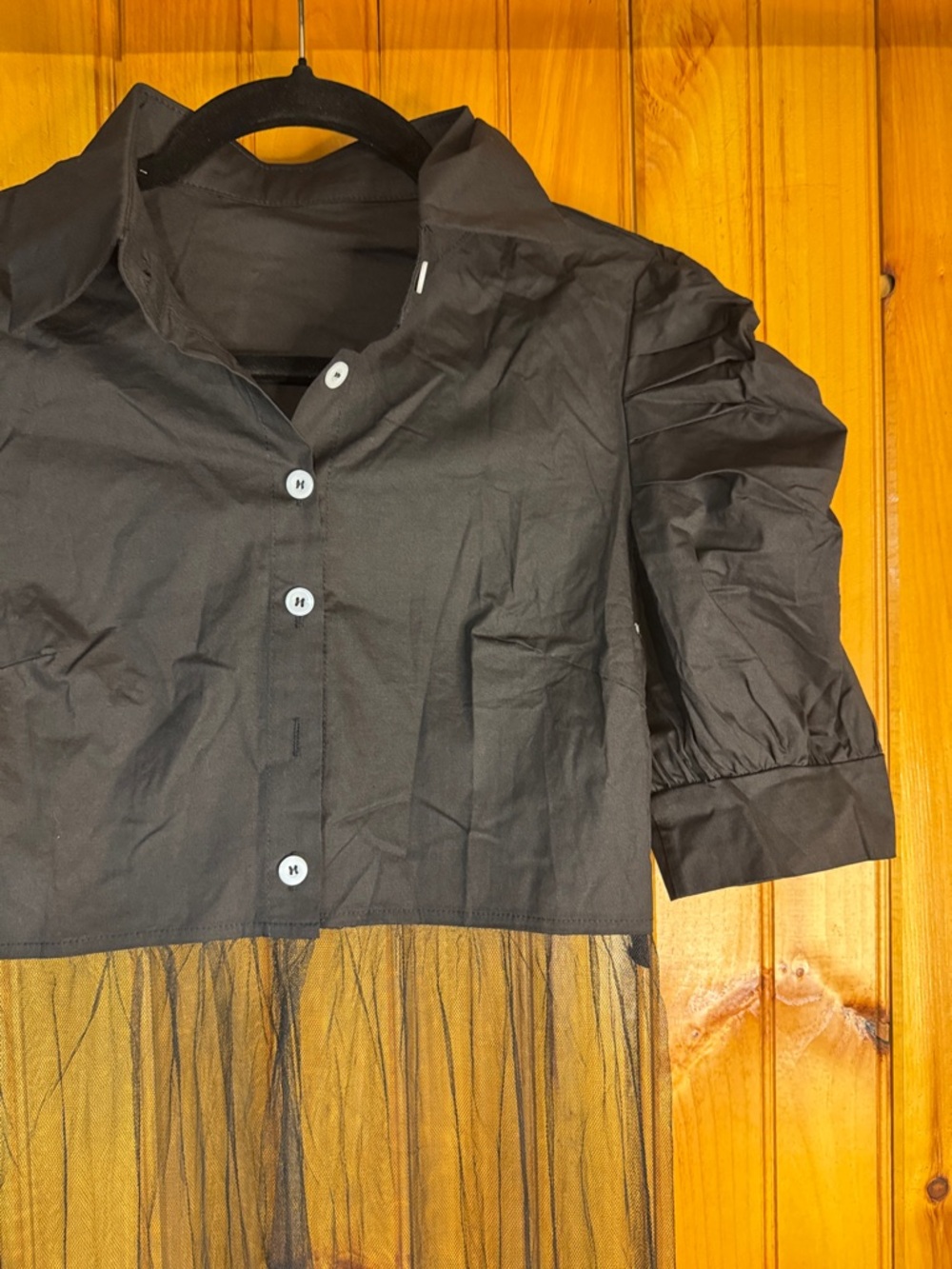 Kohl's Black Puff Sleeve Sheer Tulle Dress - Picture 3 of 7